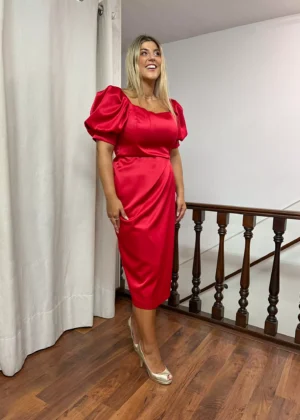 Vestido de fiesta corto escote cuadrado