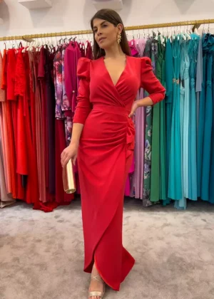 Vestido de fiesta largo con drapeado