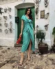 Vestido de fiesta midi asimetrico lazo