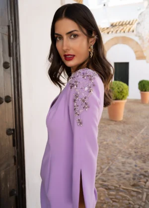 Vestido de fiesta midi con pedrería