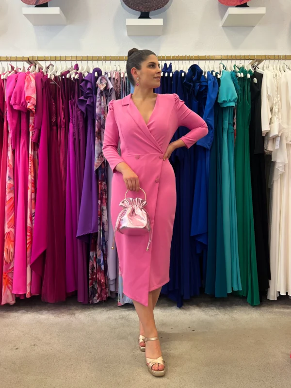 Vestido de fiesta corto efecto americana