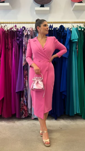 Vestido de fiesta corto efecto americana
