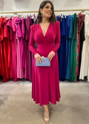 Vestido de fiesta midi con falda de vuelo