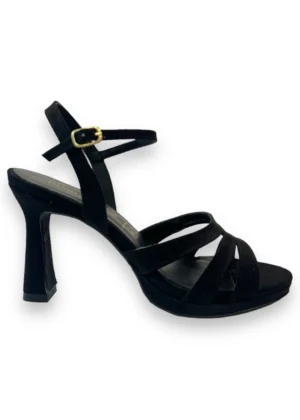 Sandalias de ante negro con tiras finas