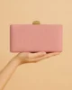 Bolso clutch de antelina rosa salmón