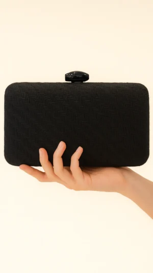 Bolso clutch de fiesta de rafia negro