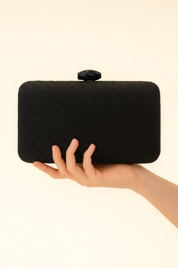 Bolso clutch de fiesta de rafia negro