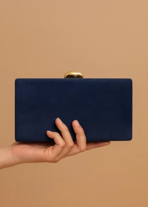 Bolso clutch de antelina azul marino