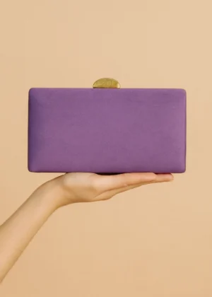 Bolso clutch de antelina malva