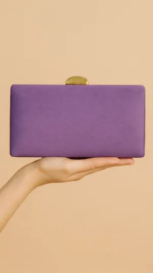 Bolso clutch de antelina malva