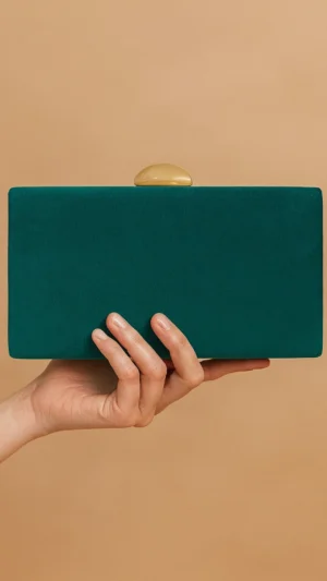 Bolso clutch de antelina verde esmeralda