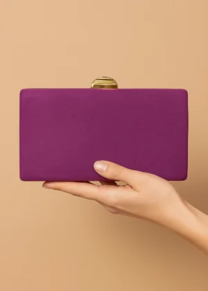 Bolso clutch de antelina violeta