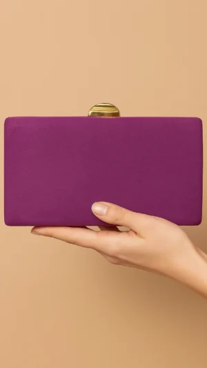Bolso clutch de antelina violeta