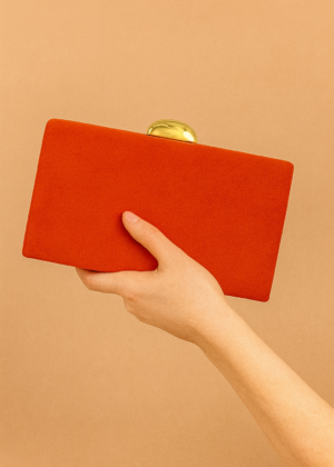 Bolso clutch de antelina naranja