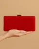 Bolso clutch fiesta de antelina rectangular rojo