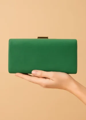 Bolso clutch fiesta de antelina rectangular verde