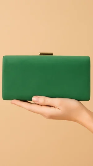 Bolso clutch fiesta de antelina rectangular verde