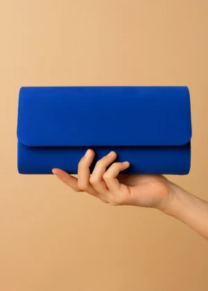 Bolso sobre de fiesta de antelina grande azul tinta