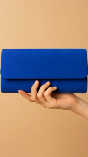 Bolso sobre de fiesta de antelina grande azul tinta