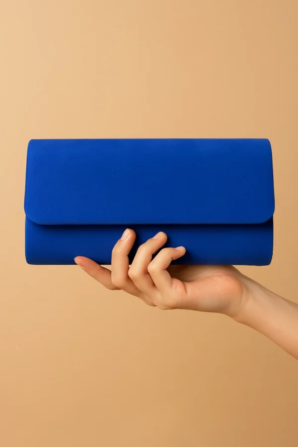 Bolso sobre de fiesta de antelina grande azul tinta