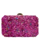 Bolso Clutch Fiesta De Piedras Hexagonal Fucsia