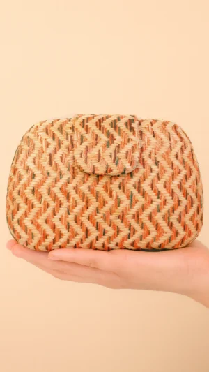 Bolso clutch de fiesta zig-zag naranja
