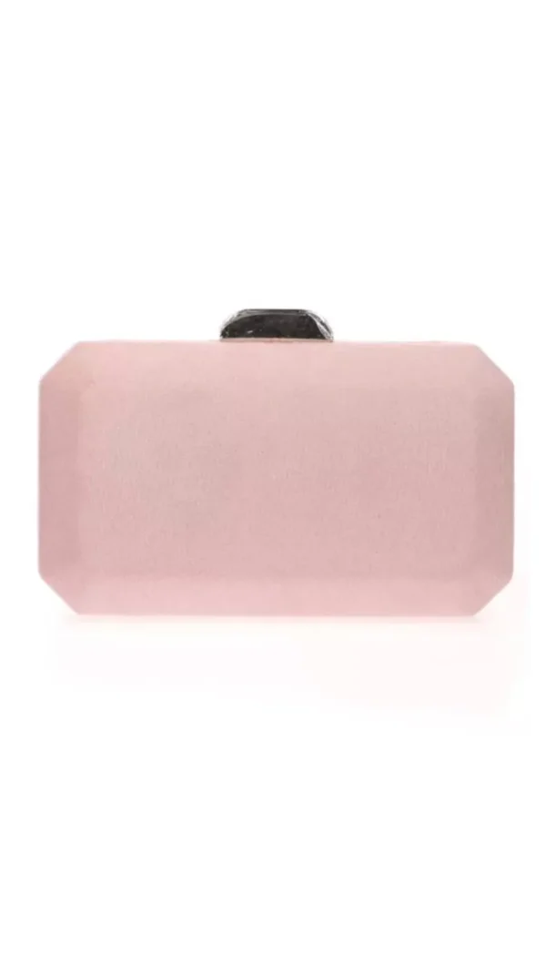 Bolso clutch de antelina rosa con plata