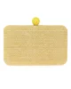 Bolso clutch de rafia amarillo con cierre de bola