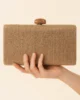 Bolso clutch de rafia rectagular marrón