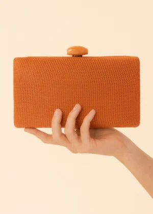 Bolso clutch de rafia rectagular naranja