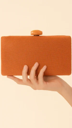 Bolso clutch de rafia rectagular naranja