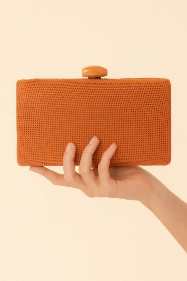 Bolso clutch de rafia rectagular naranja