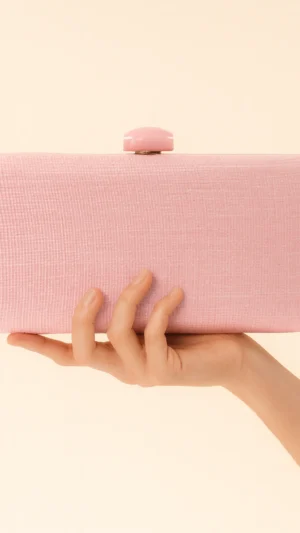 Bolso clutch de rafia rectagular rosa