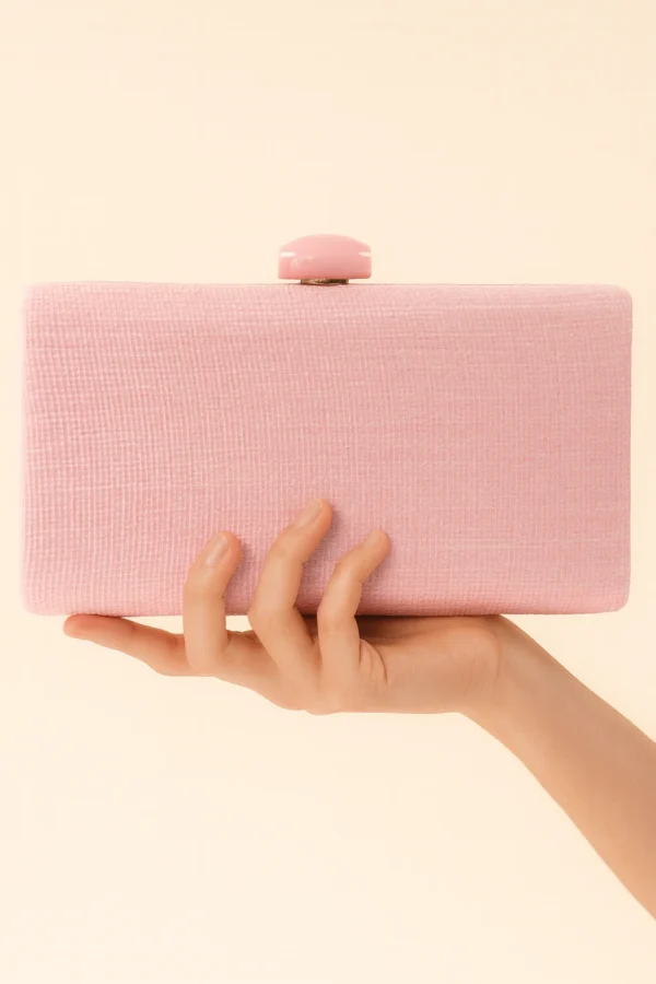 Bolso clutch de rafia rectagular rosa
