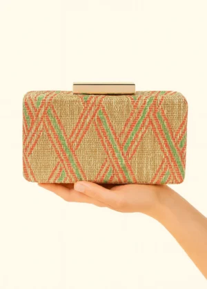 Bolso clutch de rafia rectangular multicolor