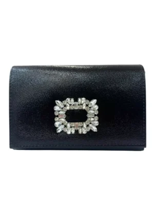 Bolso de fiesta metalizado negro con broche