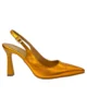 Zapato destalonado con tacón alto metalizado naranja
