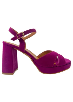 Sandalias con tacón ancho y plataforma ante violeta