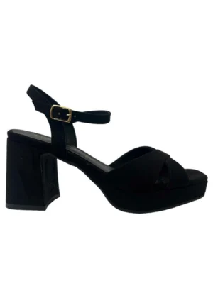 Sandalias de tacón ancho bajo y plataforma negras