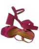Sandalias de tacón ancho bajo y plataforma fucsias