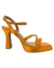Sandalias de tacón medio con plataforma cuadrada naranja