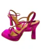 Sandalias de tacón medio con plataforma cuadrada fucsia