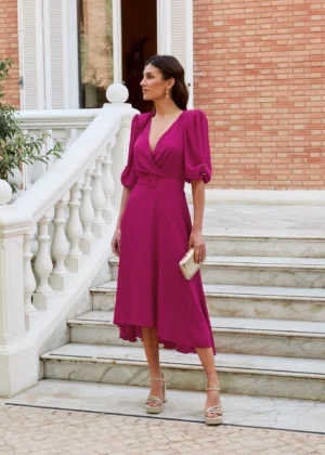 Vestido de fiesta midi de gasa