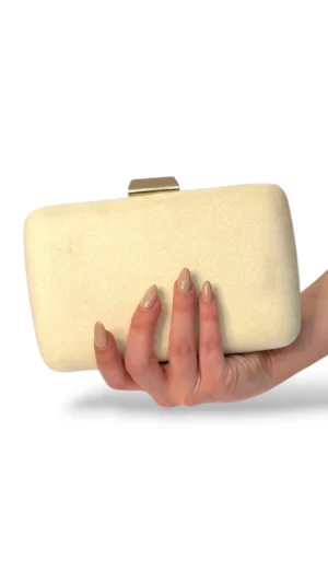 Bolso clutch de antelina vainilla