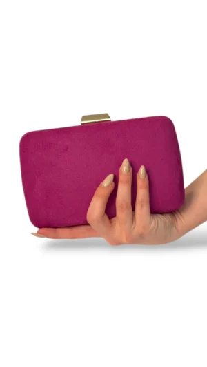 Bolso clutch de antelina buganvilla