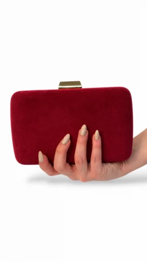 Bolso clutch de antelina granate
