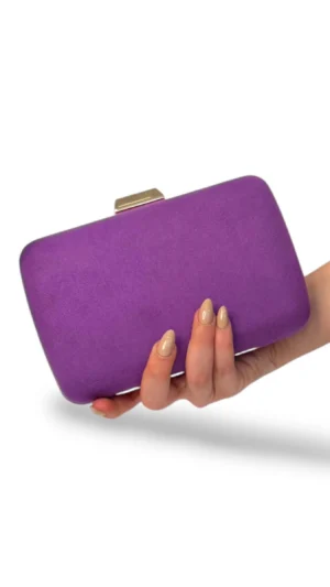 Bolso clutch de antelina morado
