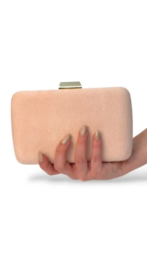 Bolso clutch de antelina rosa palo