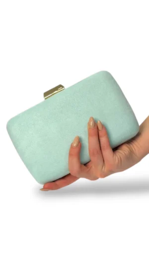 Bolso clutch de antelina verde agua