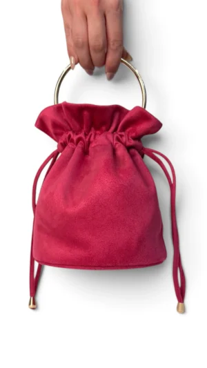 Bolso bombonera de antelina fucsia